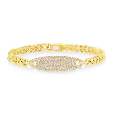 0.56 Ctw 14k Yellow Gold Diamond Pave Chain Bracelet