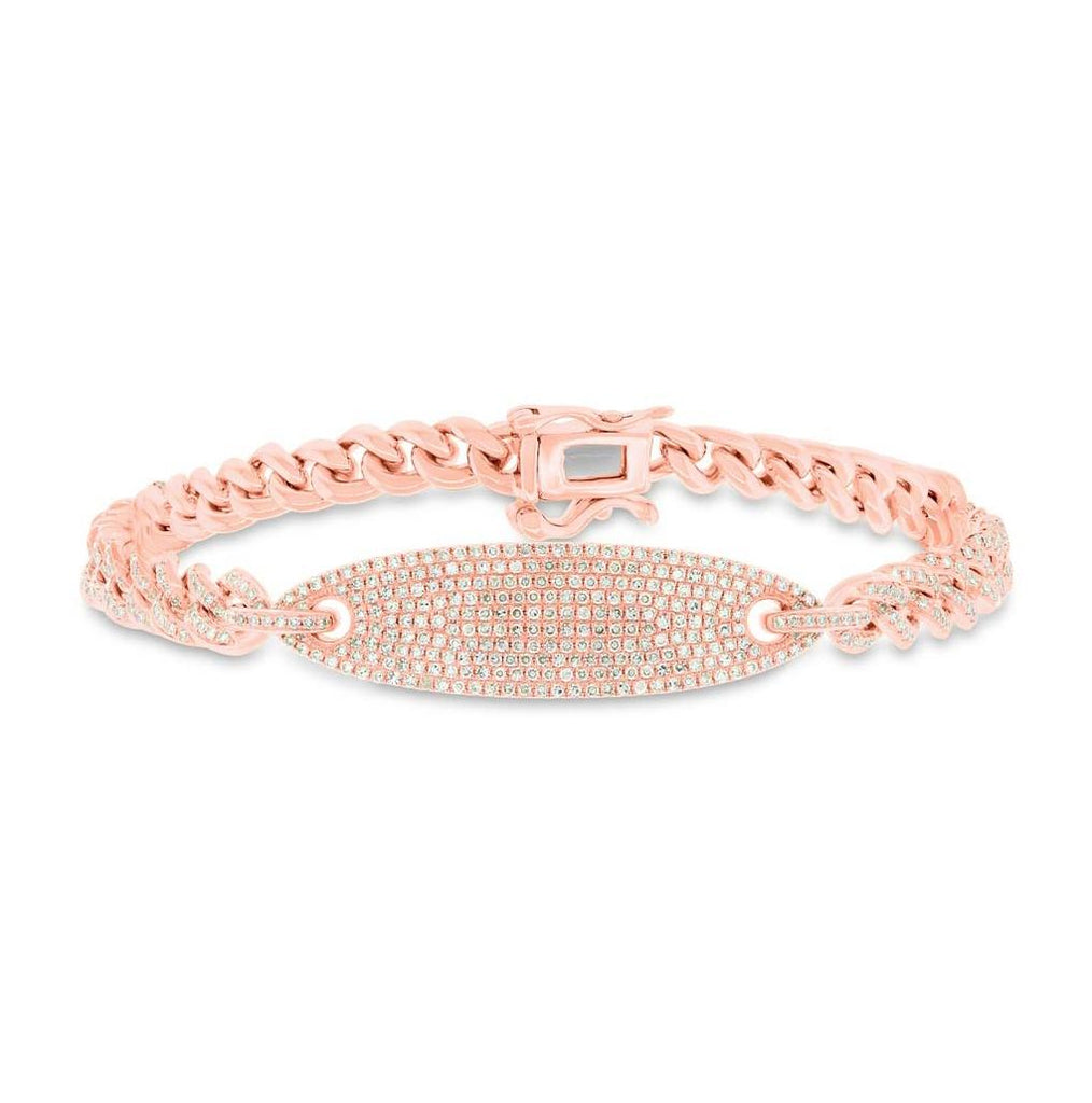 1.56 Ctw 14k Rose Gold Diamond Pave Chain Bracelet