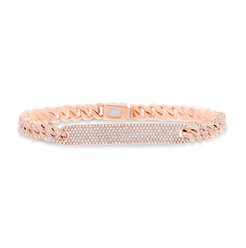 1.49 Ctw 14k Rose Gold Diamond Pave Chain Bracelet