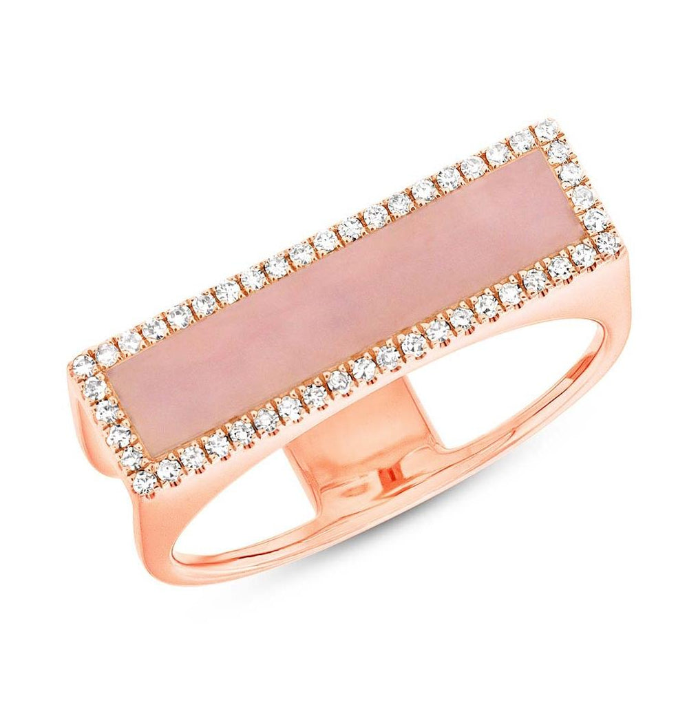 0.15 Ctw Diamond And 0.80 Ctw Pink Opal 14k Rose Gold Womens Ring