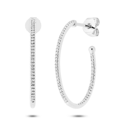 0.26 Ctw 14k White Gold Diamond Oval Hoop Earring