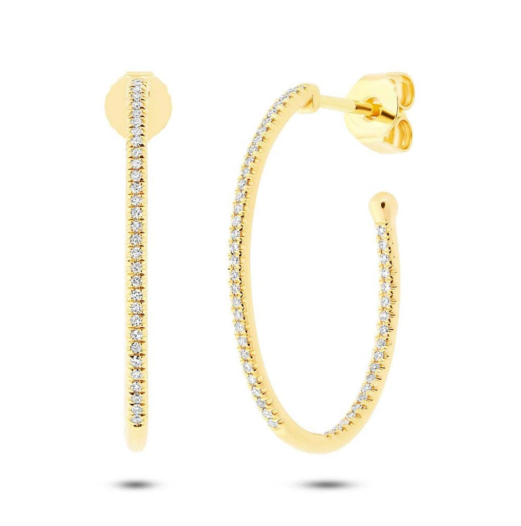 0.26 Ctw 14k Yellow Gold Diamond Oval Hoop Earring