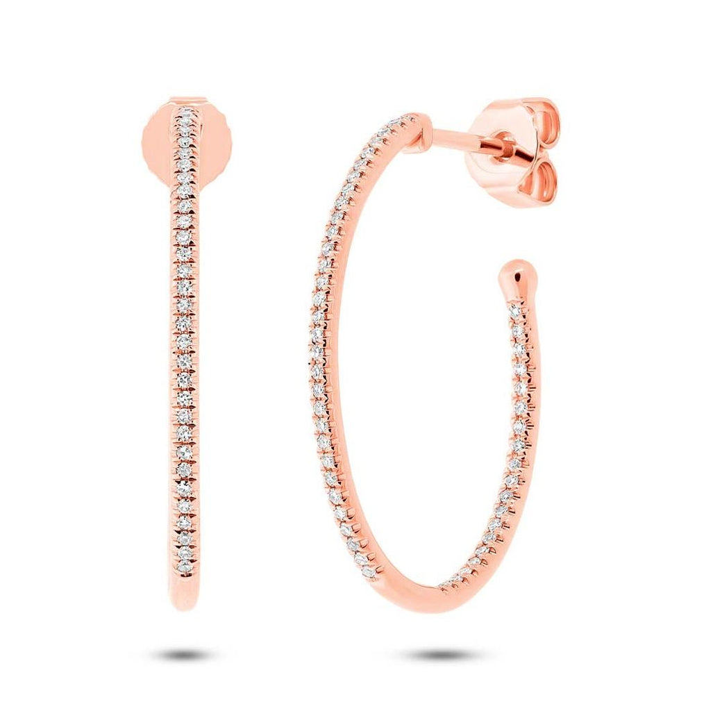 0.26 Ctw 14k Rose Gold Diamond Oval Hoop Earring