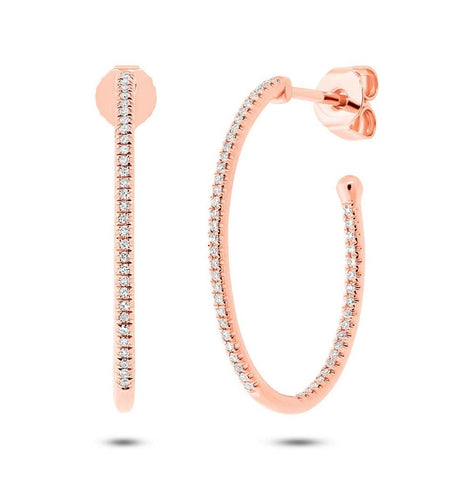 0.26 Ctw 14k Rose Gold Diamond Oval Hoop Earring