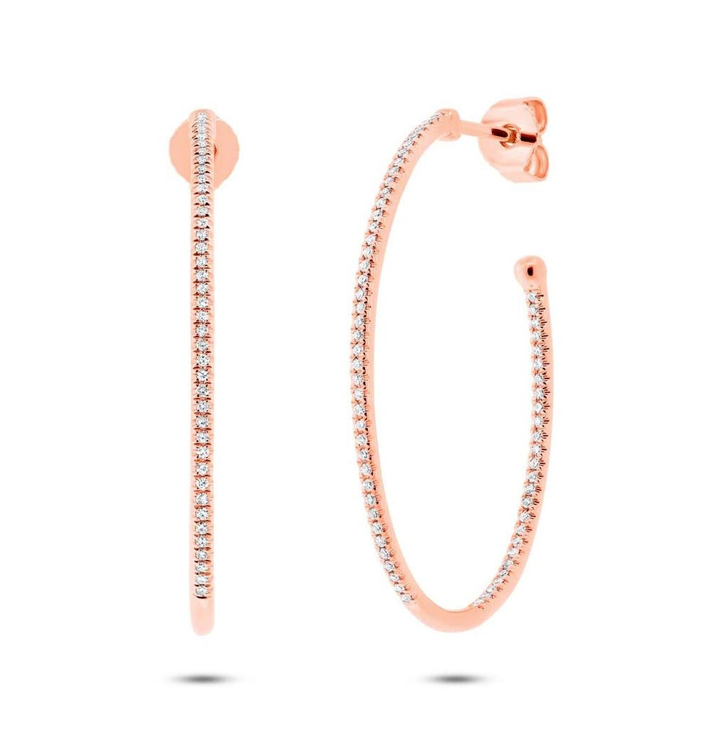 0.35 Ctw 14k Rose Gold Diamond Oval Hoop Earring