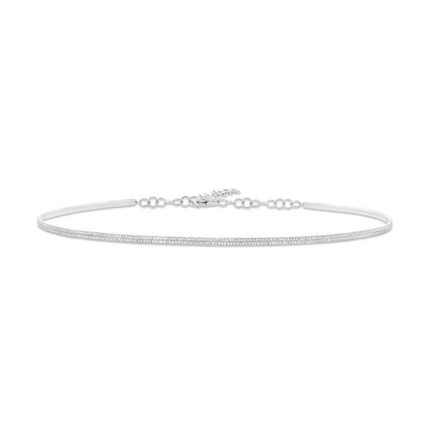 0.77 Ctw 14k White Gold Diamond Choker Necklace