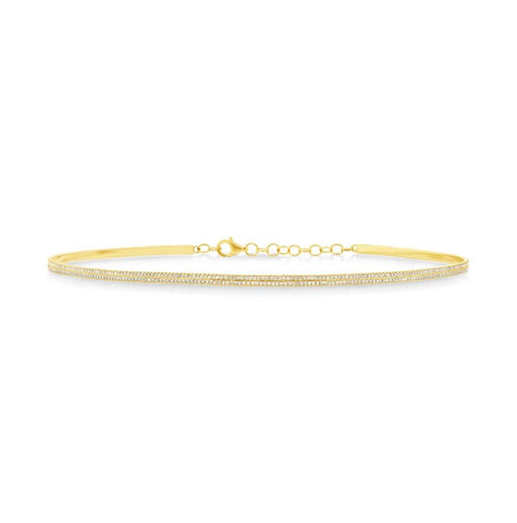 1.08 Ctw 14k Yellow Gold Diamond Choker Necklace