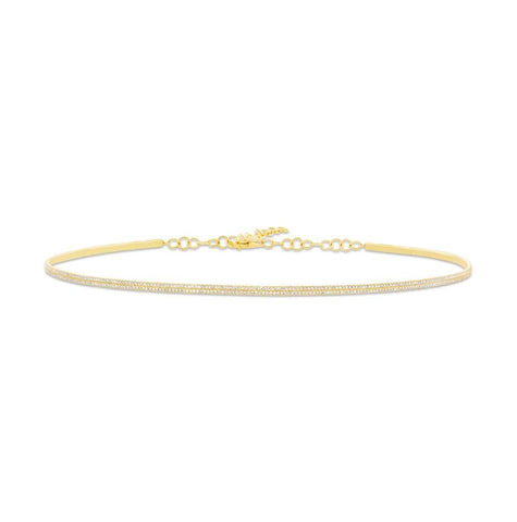 0.77 Ctw 14k Yellow Gold Diamond Choker Necklace