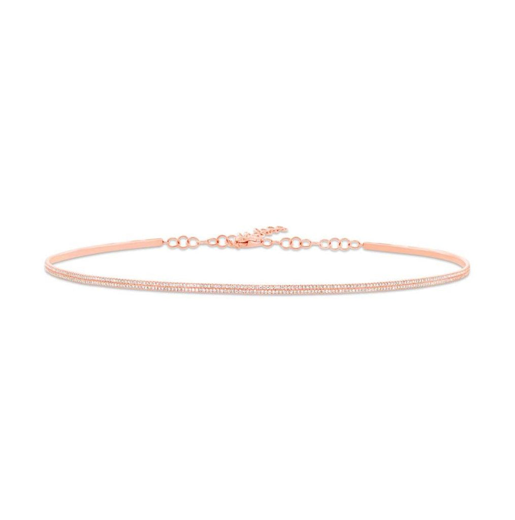 0.77 Ctw 14k Rose Gold Diamond Choker Necklace