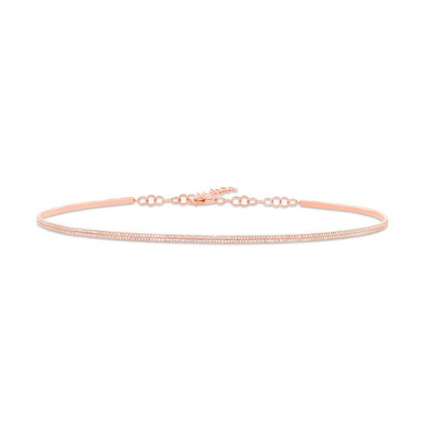 0.77 Ctw 14k Rose Gold Diamond Choker Necklace