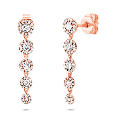 0.66 Ctw 14k Rose Gold Diamond Earring