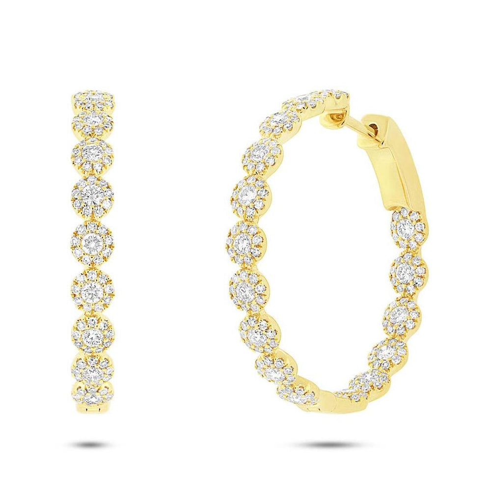 1.58 Ctw 14k Yellow Gold Diamond Hoop Earring