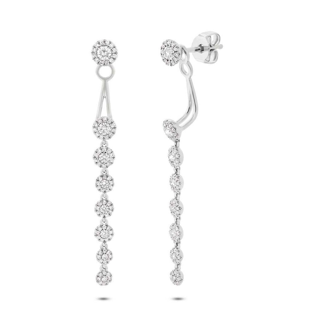 0.87 Ctw 14k White Gold Diamond Ear Jacket Earring