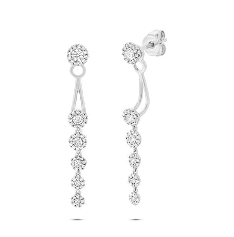 0.74 Ctw 14k White Gold Diamond Ear Jacket Earring