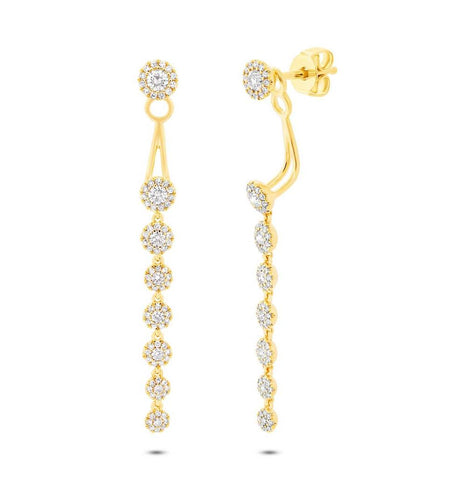 0.87 Ctw 14k Yellow Gold Diamond Ear Jacket Earring