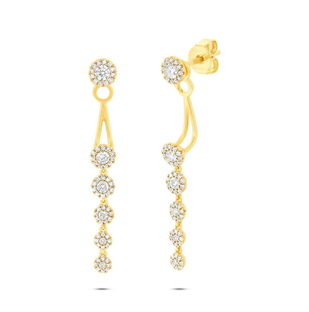 0.74 Ctw 14k Yellow Gold Diamond Ear Jacket Earring