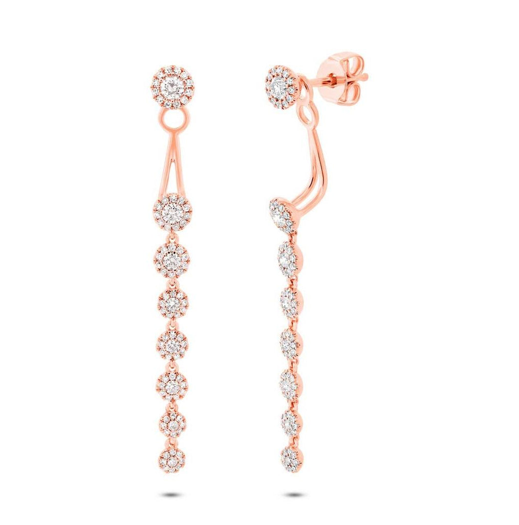 0.87 Ctw 14k Rose Gold Diamond Ear Jacket Earring