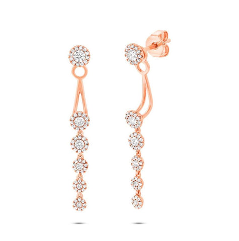 0.74 Ctw 14k Rose Gold Diamond Ear Jacket Earring