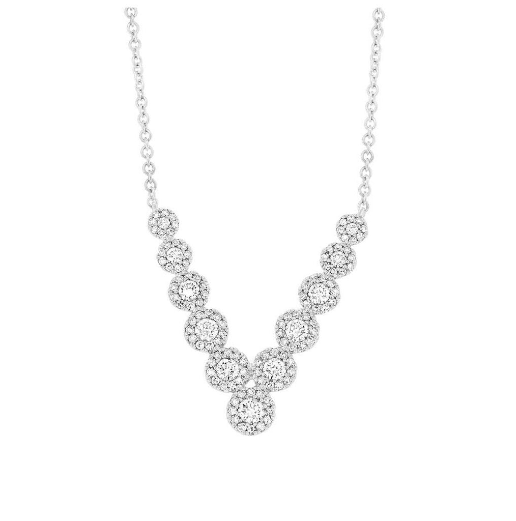 0.70 Ctw 14k White Gold Diamond V Necklace