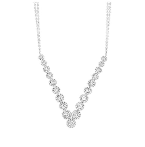 1.32 Ctw 14k White Gold Diamond V Necklace