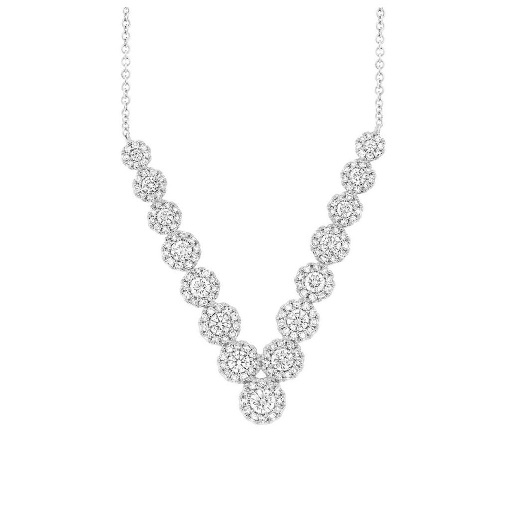 0.90 Ctw 14k White Gold Diamond V Necklace