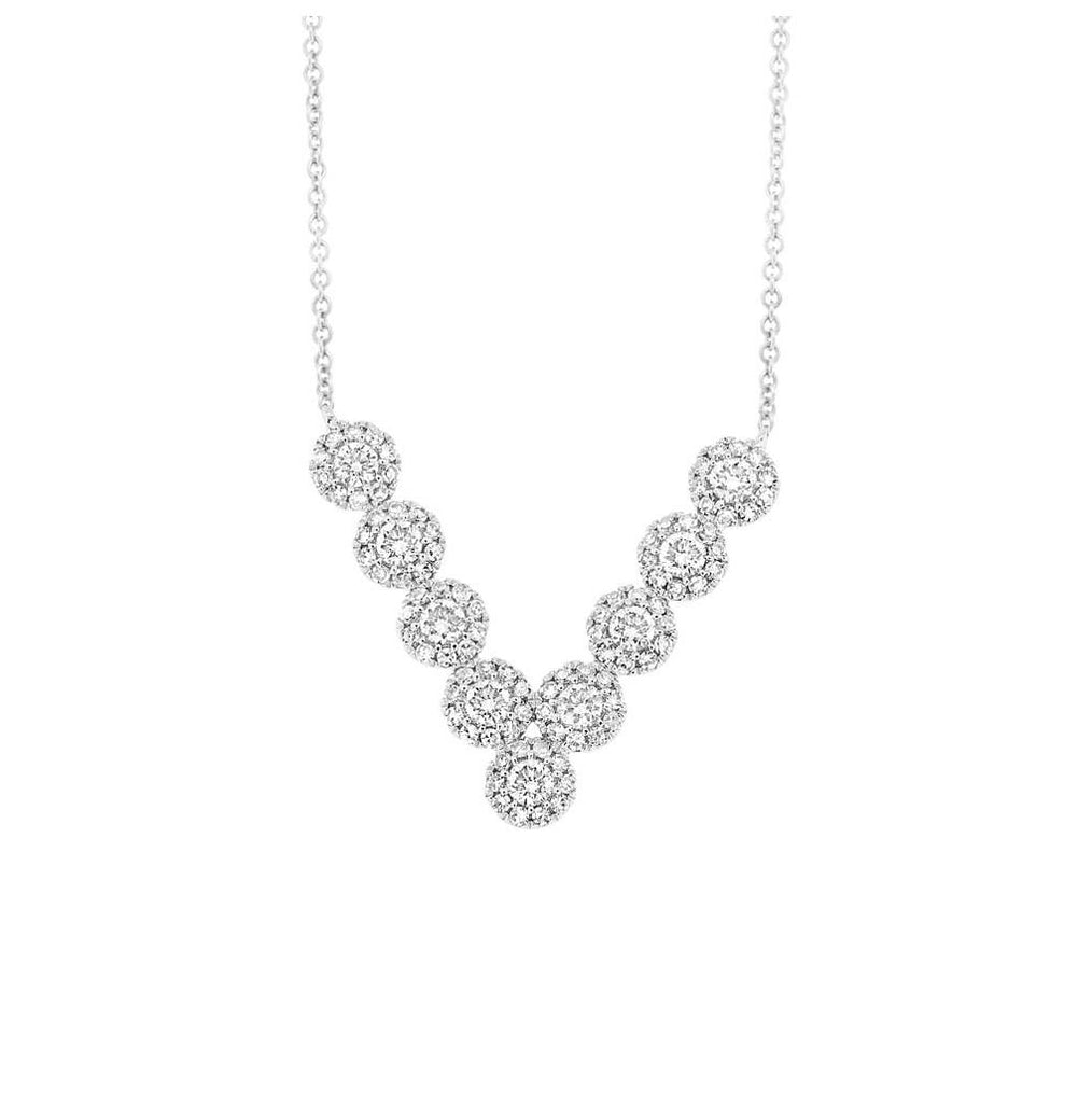 0.62 Ctw 14k White Gold Diamond V Necklace