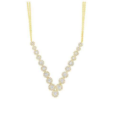 1.32 Ctw 14k Yellow Gold Diamond V Necklace