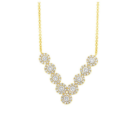 0.62 Ctw 14k Yellow Gold Diamond V Necklace