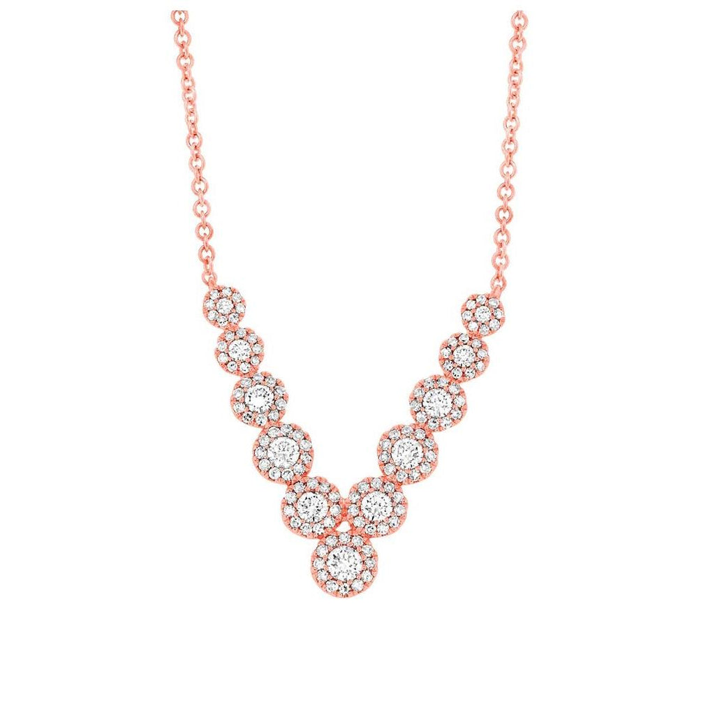 0.70 Ctw 14k Rose Gold Diamond V Necklace