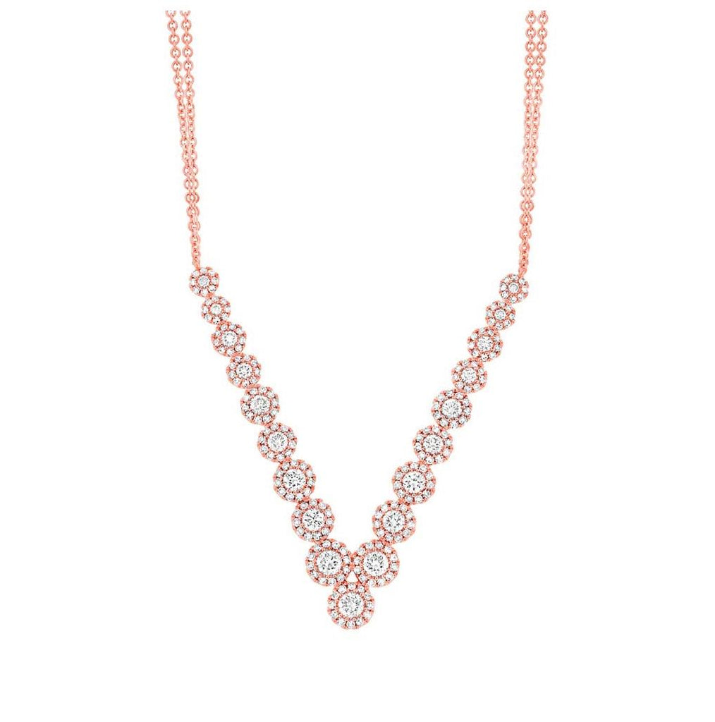 1.32 Ctw 14k Rose Gold Diamond V Necklace