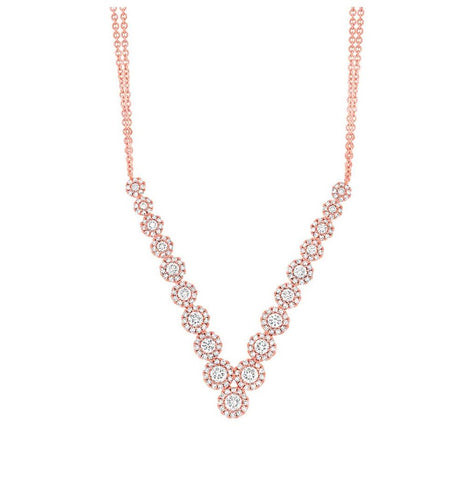 1.32 Ctw 14k Rose Gold Diamond V Necklace