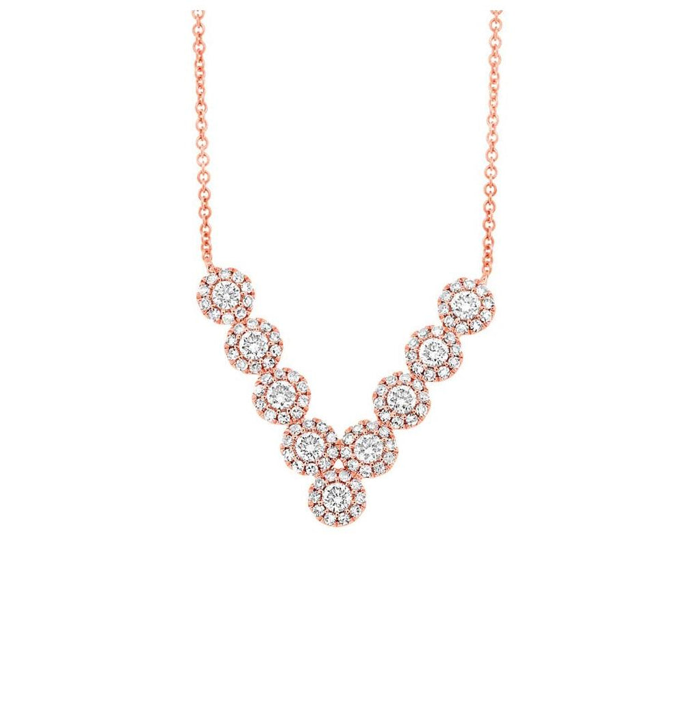 0.62 Ctw 14k Rose Gold Diamond V Necklace