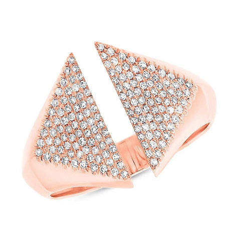 0.33 Ctw 14k Rose Gold Diamond Pave Womens Ring