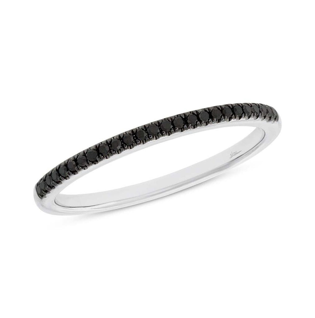 0.08 Ctw 14k White Gold Black Diamond Womens Band Size 6.5
