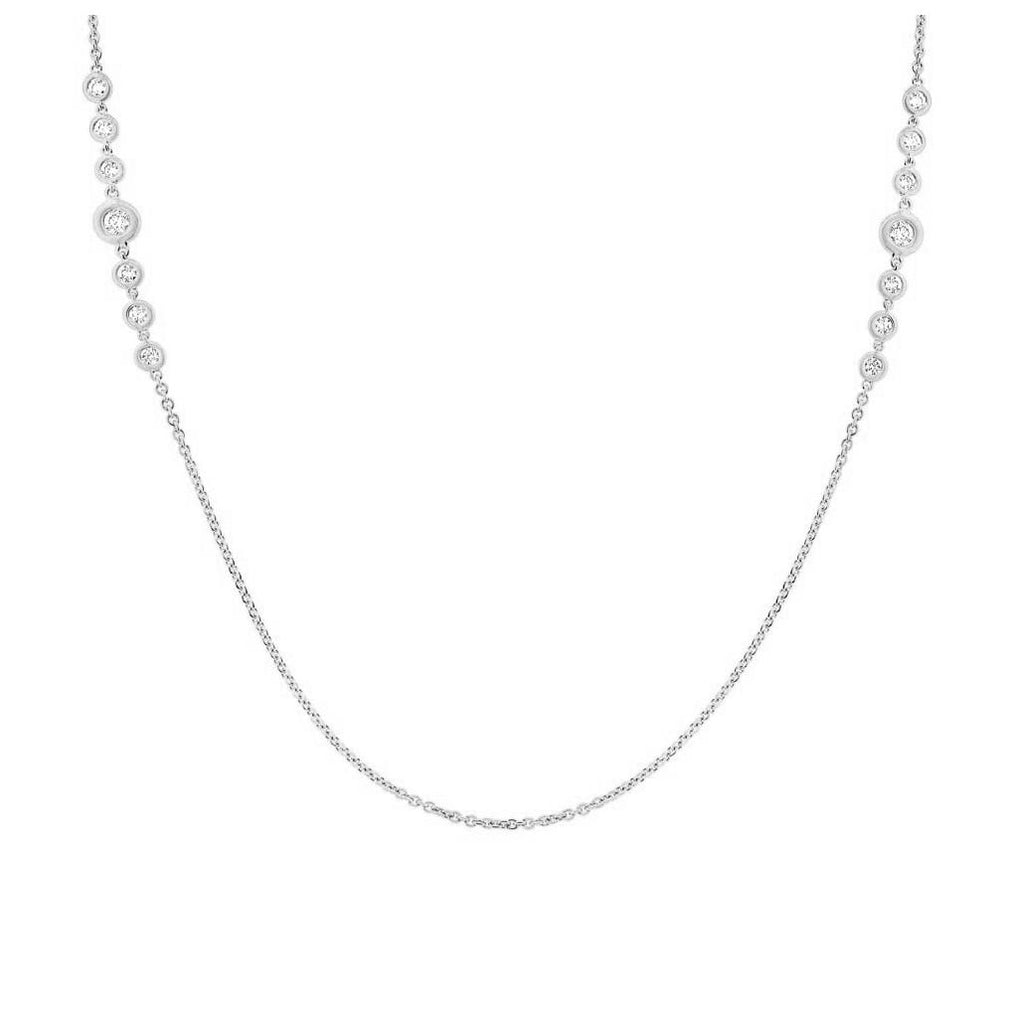 0.76 Ctw 14k White Gold 28" Diamonds By The Yard Necklace