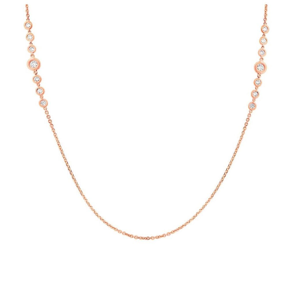 0.76 Ctw 14k Rose Gold 28" Diamonds By The Yard Necklace