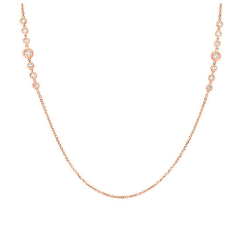 0.76 Ctw 14k Rose Gold 28" Diamonds By The Yard Necklace