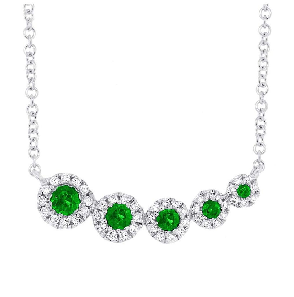 0.13 Ctw Diamond And Green Garnet 14k White Gold Necklace