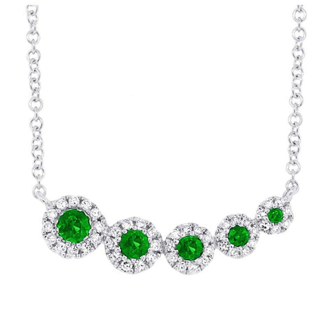 0.13 Ctw Diamond And Green Garnet 14k White Gold Necklace