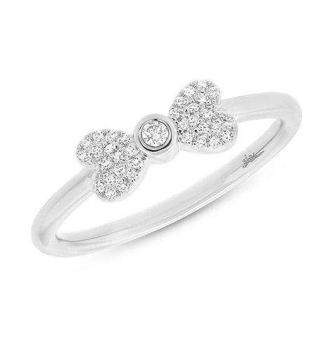 0.11 Ctw 14k White Gold Diamond Bow Womens Ring