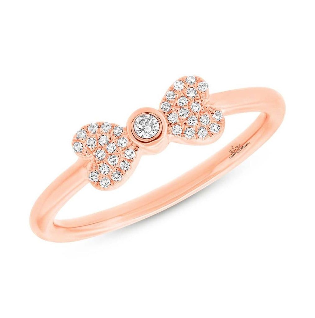 0.11 Ctw 14k Rose Gold Diamond Bow Womens Ring