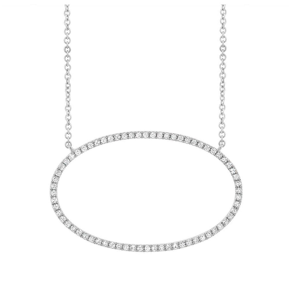 0.21 Ctw 14k White Gold Diamond Oval Necklace