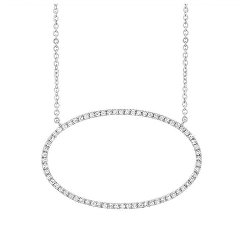 0.21 Ctw 14k White Gold Diamond Oval Necklace