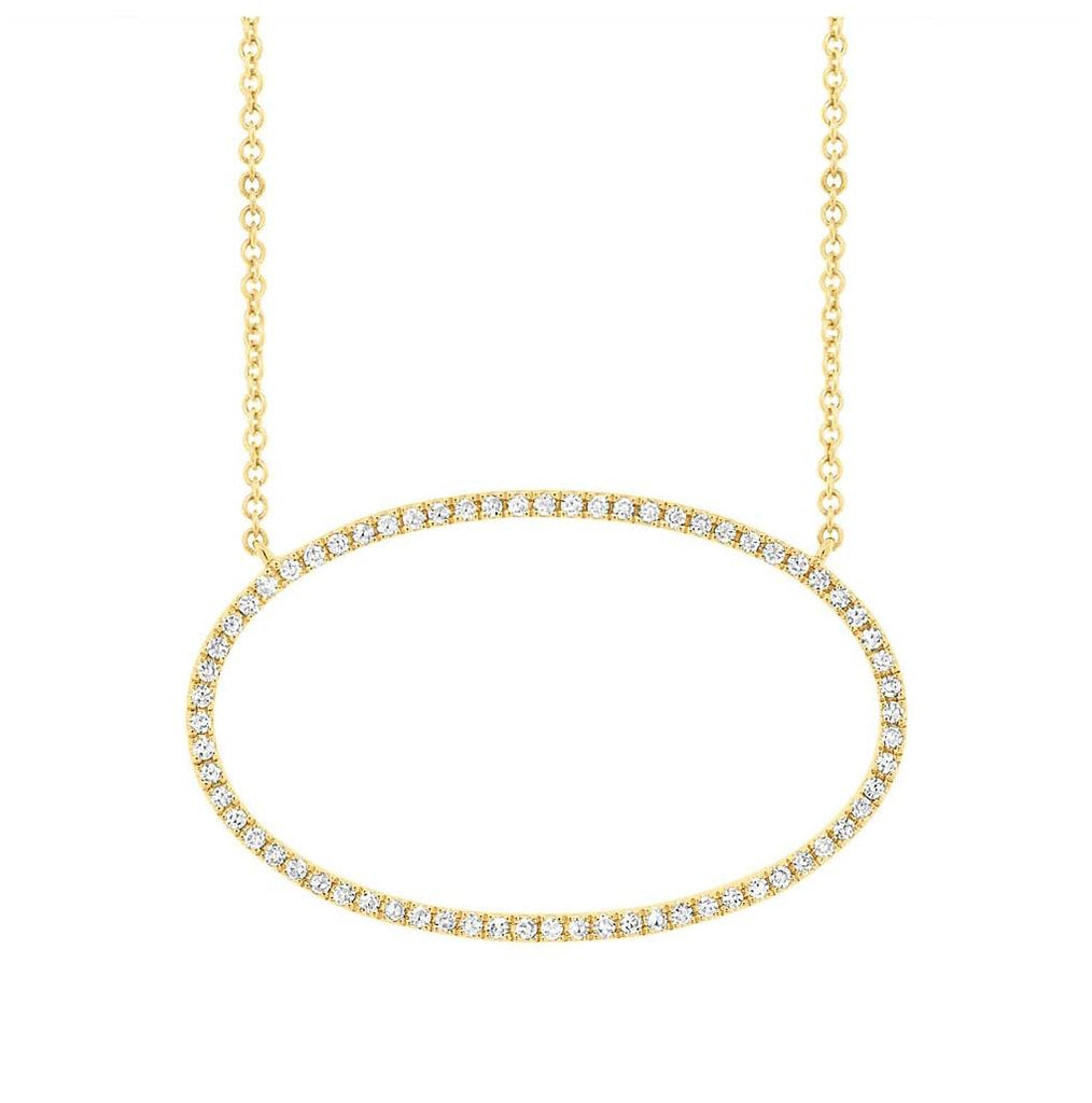 0.21 Ctw 14k Yellow Gold Diamond Oval Necklace