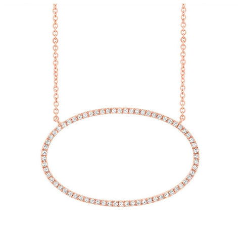 0.21 Ctw 14k Rose Gold Diamond Oval Necklace