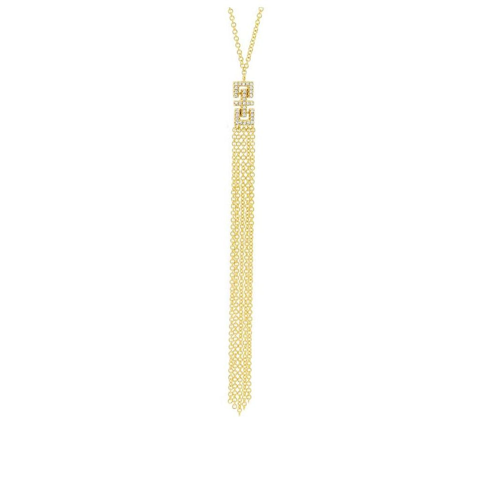 0.07 Ctw 14k Yellow Gold Diamond Fringe Pendant Necklace With 18 Inch Chain