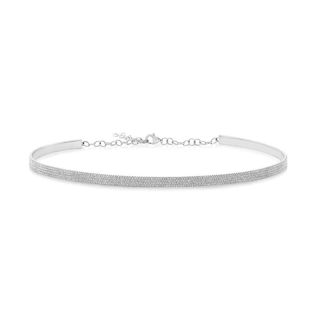 1.56 Ctw 14k White Gold Diamond Choker Necklace