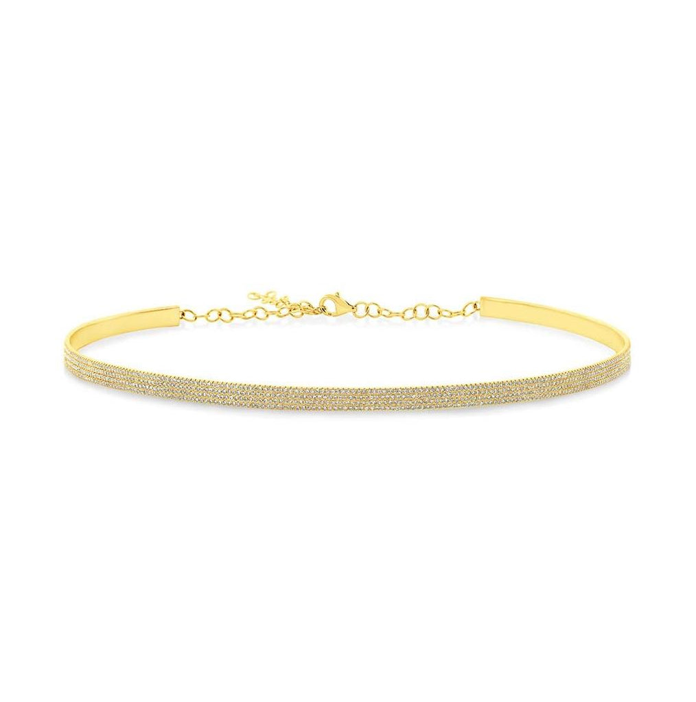 1.56 Ctw 14k Yellow Gold Diamond Choker Necklace