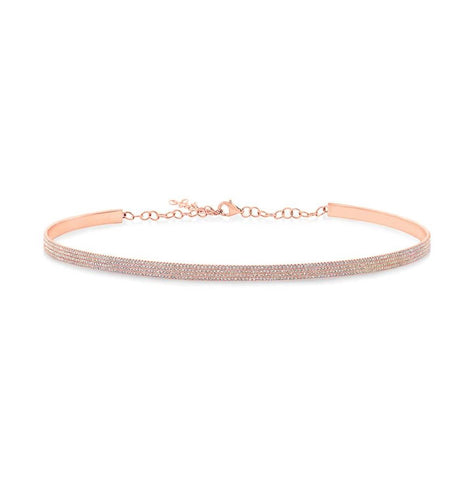 1.56 Ctw 14k Rose Gold Diamond Choker Necklace