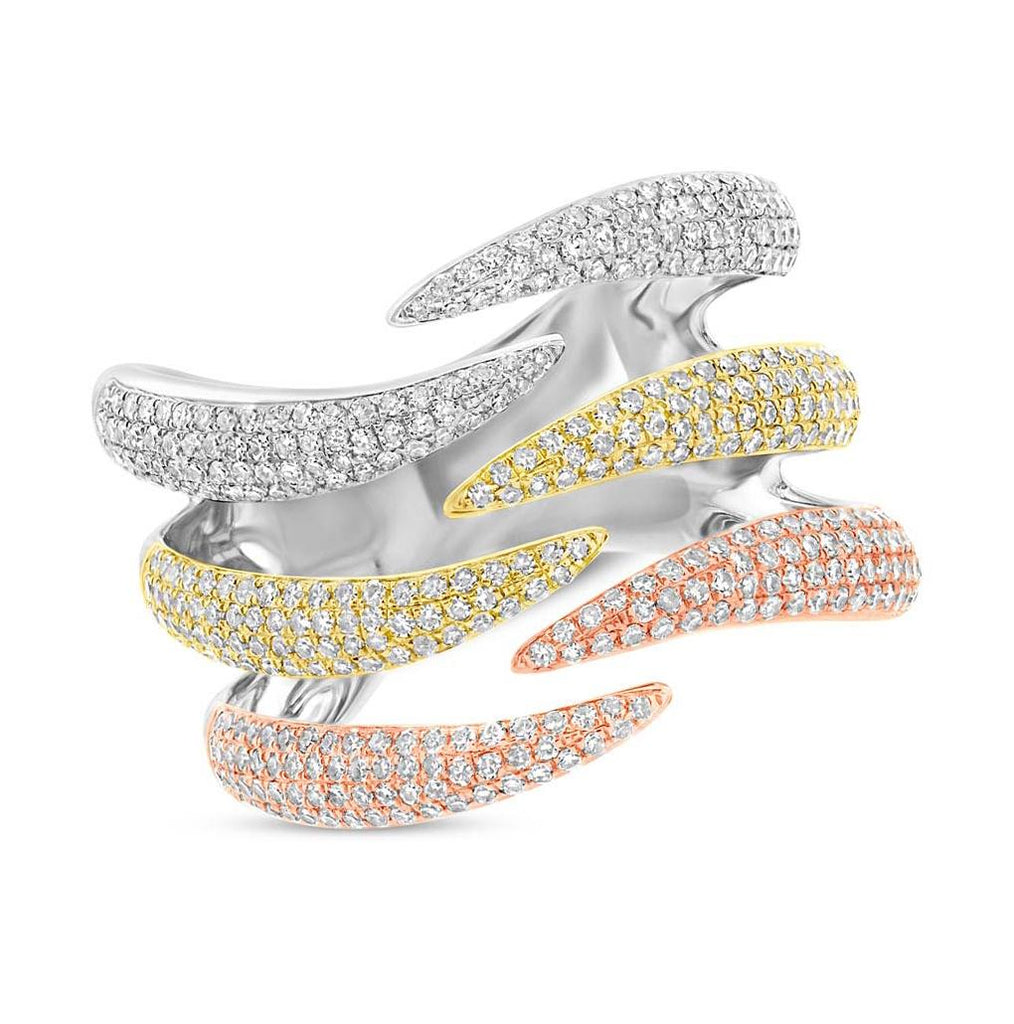 0.86 Ctw 14k Three-tone Gold Diamond Pave Womens Ring